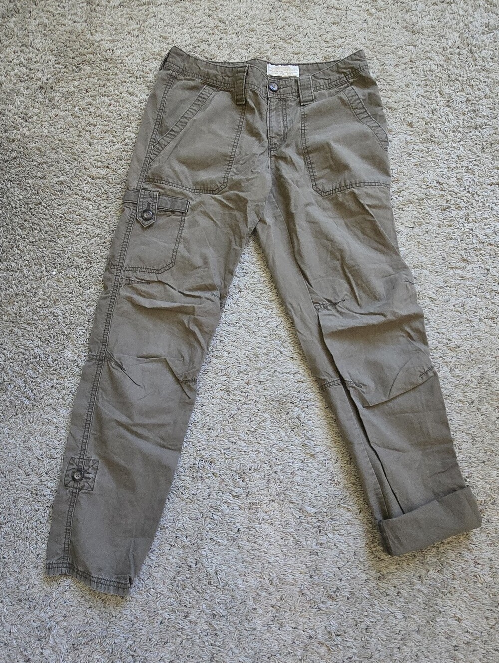 Eddie Bauer Olive/Tan Straight-Leg Cargo Pants